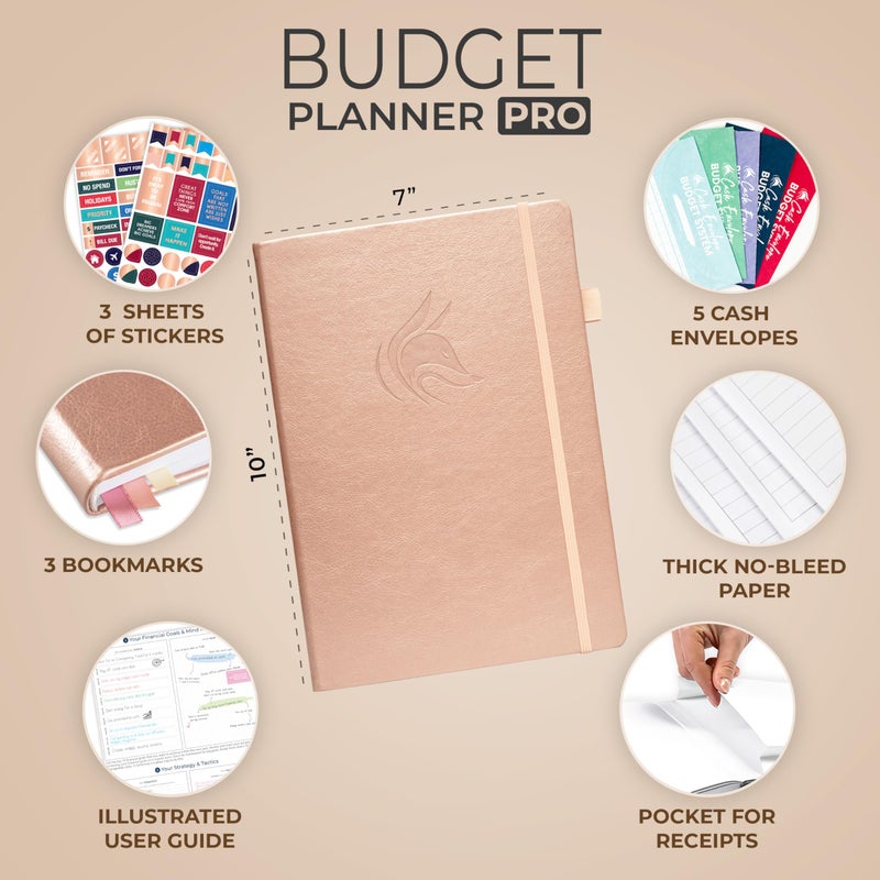 Clever Fox Budget Planner Pro - Financial Organizer + Cash Envelope Budget System. Monthly Finance Journal, Expense Tracker & Personal Account Book. Undated - Start Anytime. (7''x10'') â€“ Rose Gold - Image 2